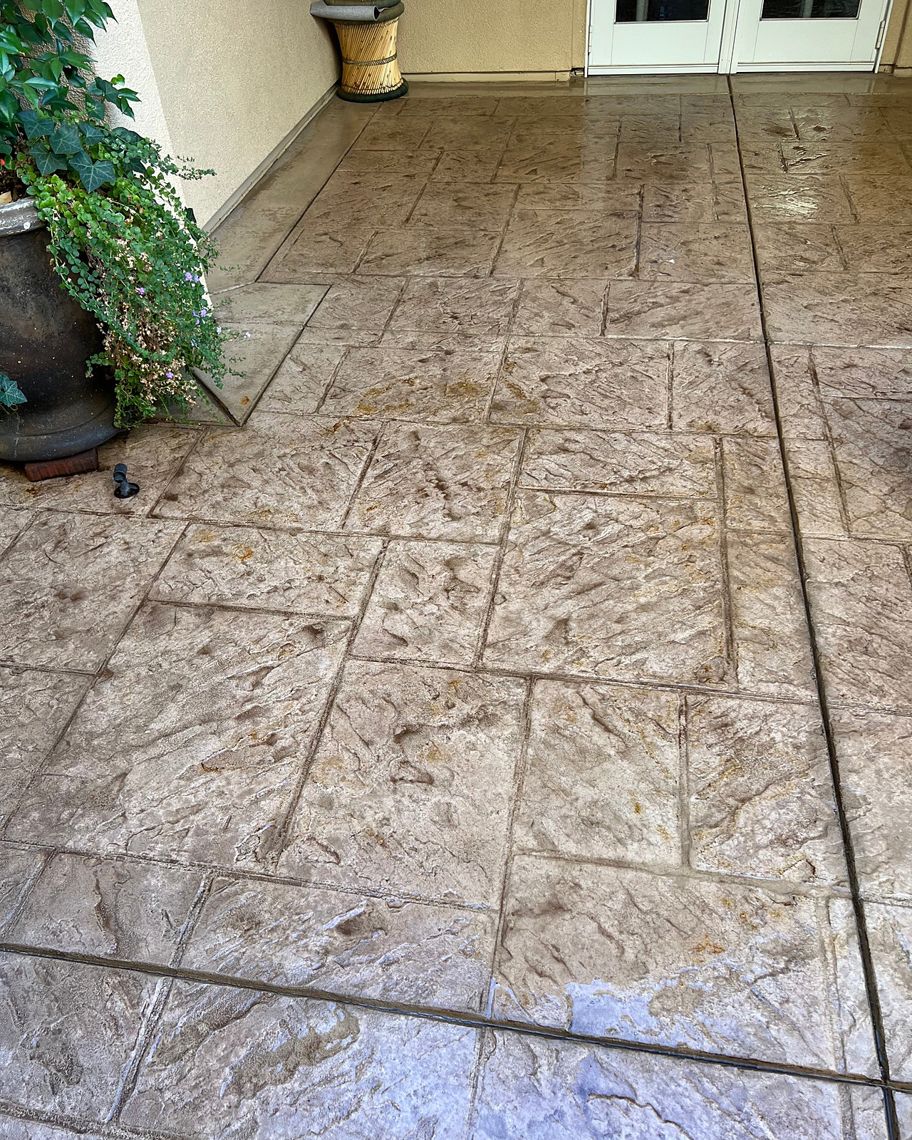 Stamped concrete patio, after cleaning